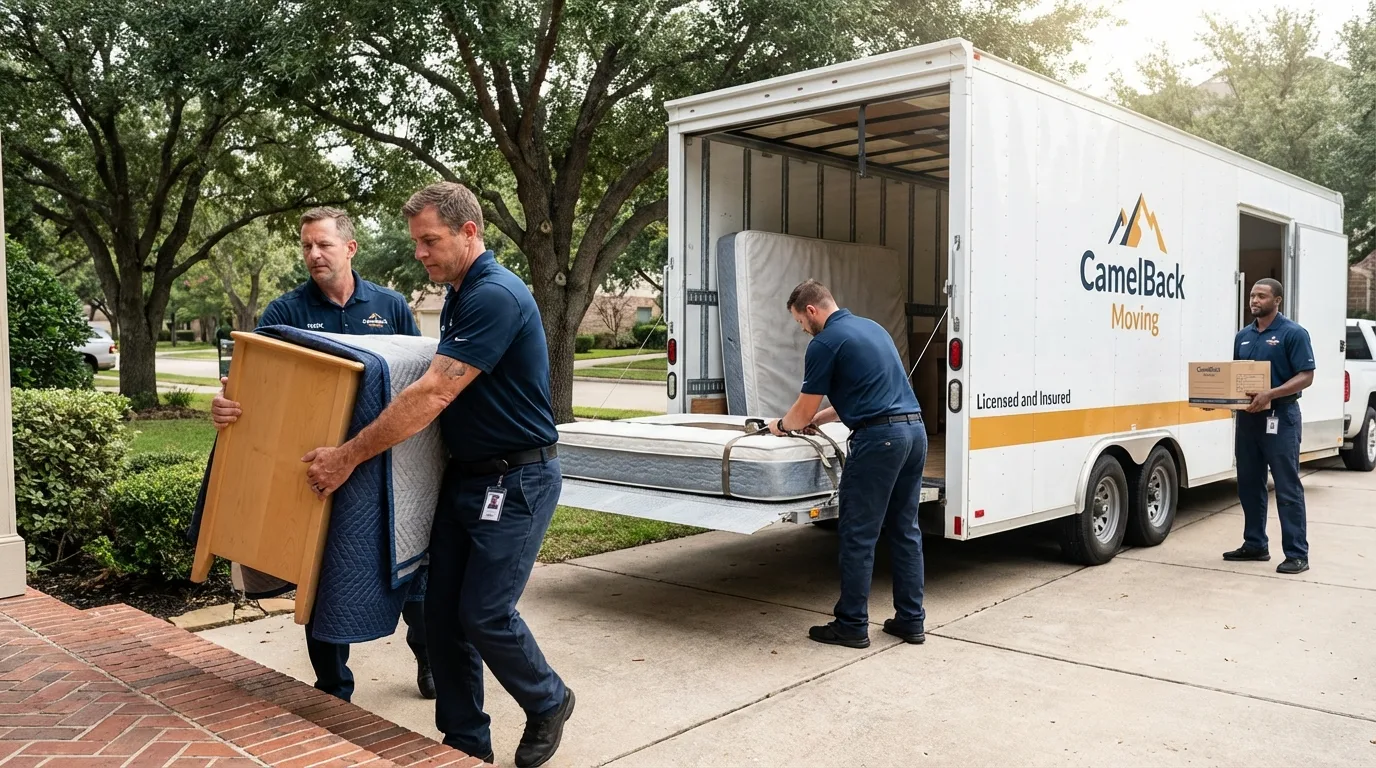 Crew loading residential truck for cross-state move from Niantic, CT